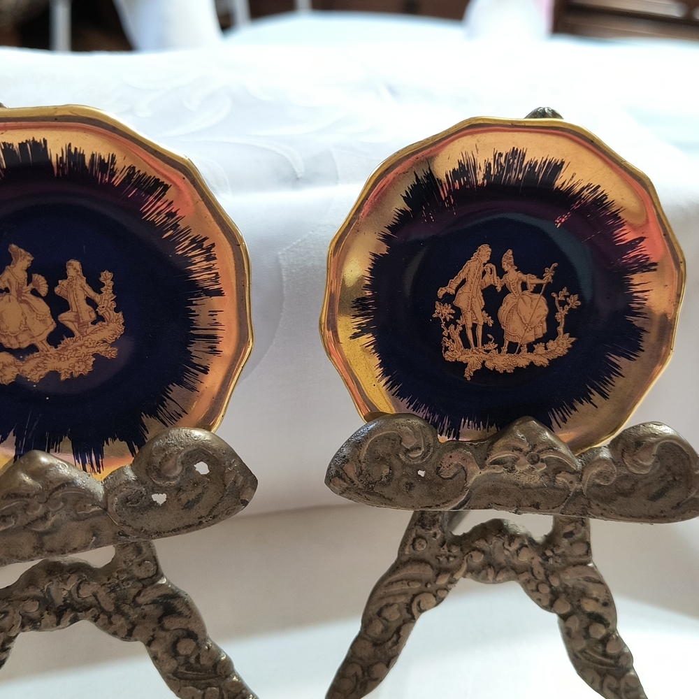 Limoges Set of 2 Small Porcelain Plates Courting Couples.